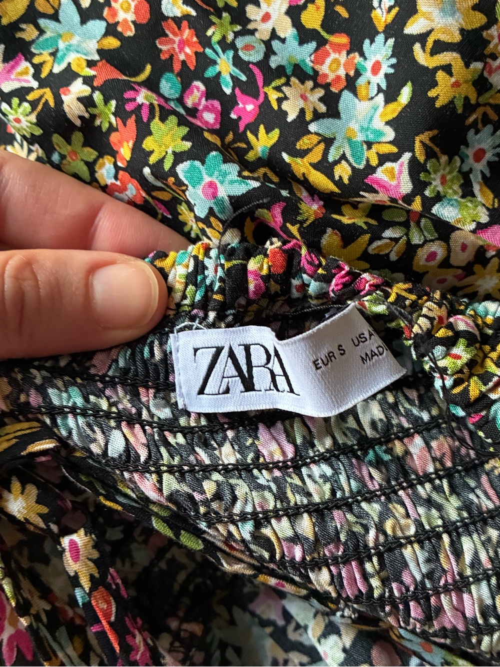 Zara Black Floral Maxi Dress with Multi-Colored Blossoms - Picture 11 of 12